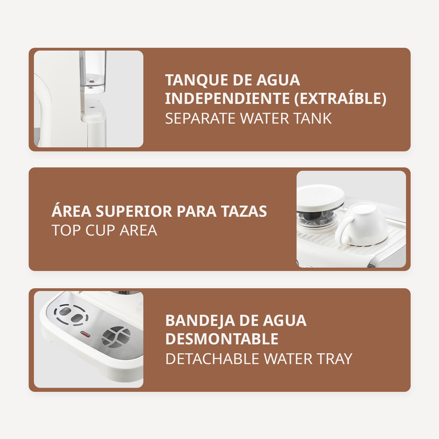 Cafetera espresso con molinillo integrado, 20 bar de presión y depósito de 2 L. Permite moler y preparar café al momento, con vara de vapor y controles sencillos.