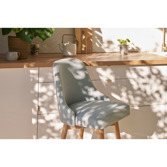 Tabourets de bar scandinaves pivotants 360° en tissu gris clair et bois hêtre massif H65 cm (lot de 2) HASTA
