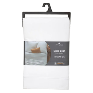 Drap plat "Carina" en coton 180x290cm blanc