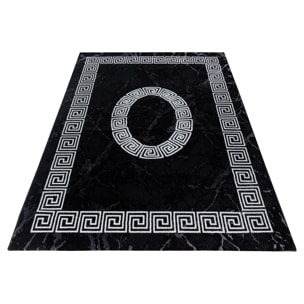 PLUS - Tapis à poils courts style grec noir - PLU8009NOI
