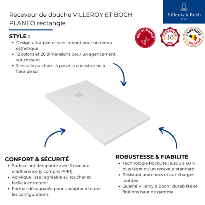 Receveur antidérapant Planeo acrylique gris anthracite