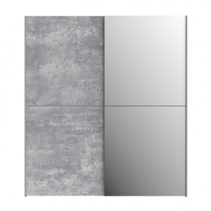Dressing Armoire 2 portes coulissantes 5 tablettes et 1 miroir - 6 coloris - THAIS