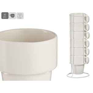 Set di 6 tazze impilabili in porcellana 36 cl.
