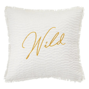 Coussin brodé "Wild" blanc 45x45cm
