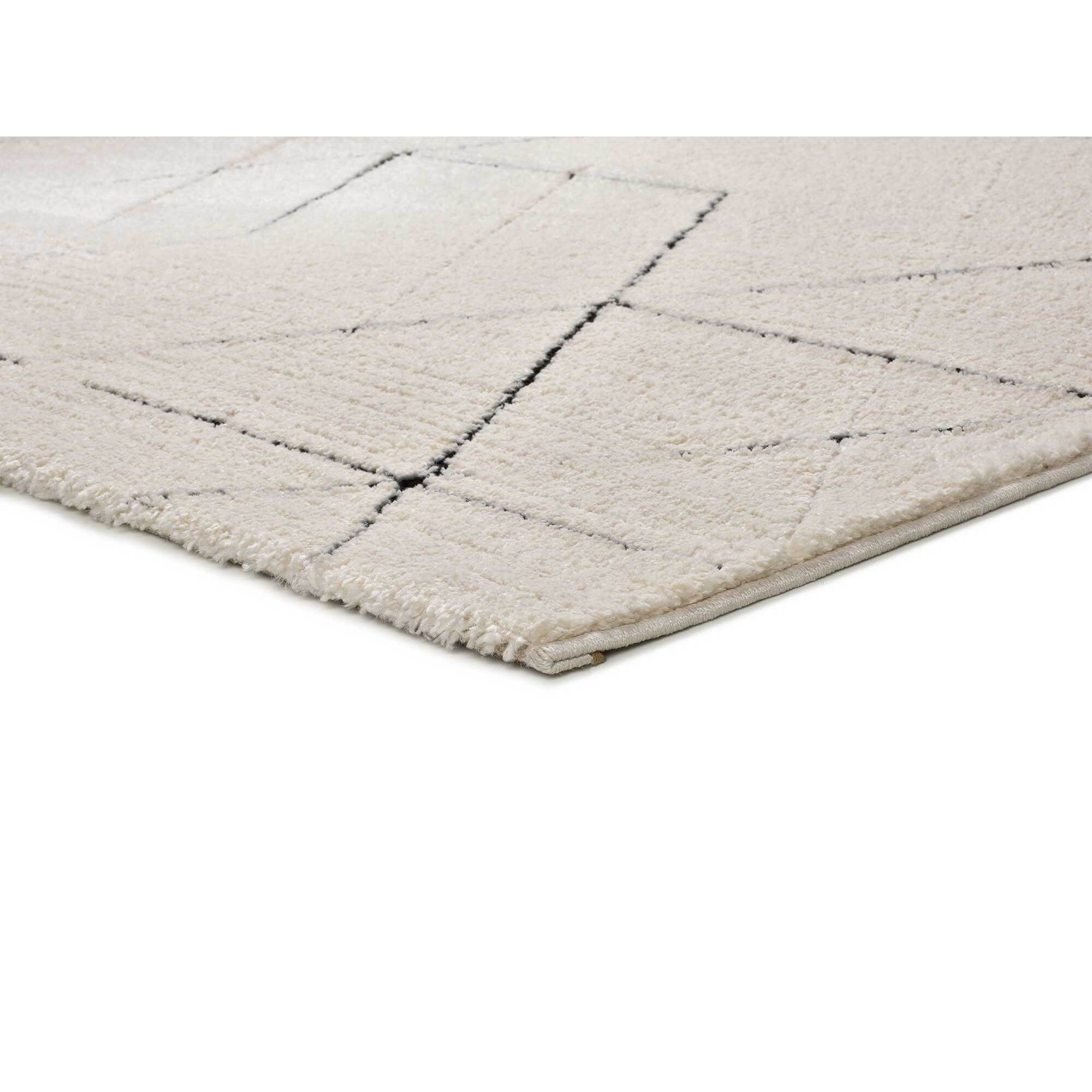 TURIN Alfombra geométrica con relieve en blanco y negro, varias medidas disponibles