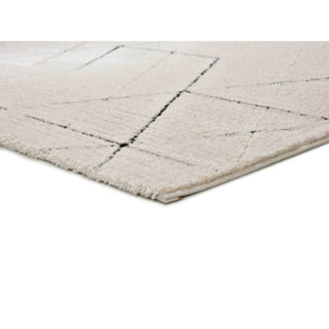 TURIN Alfombra geométrica con relieve en blanco y negro, varias medidas disponibles