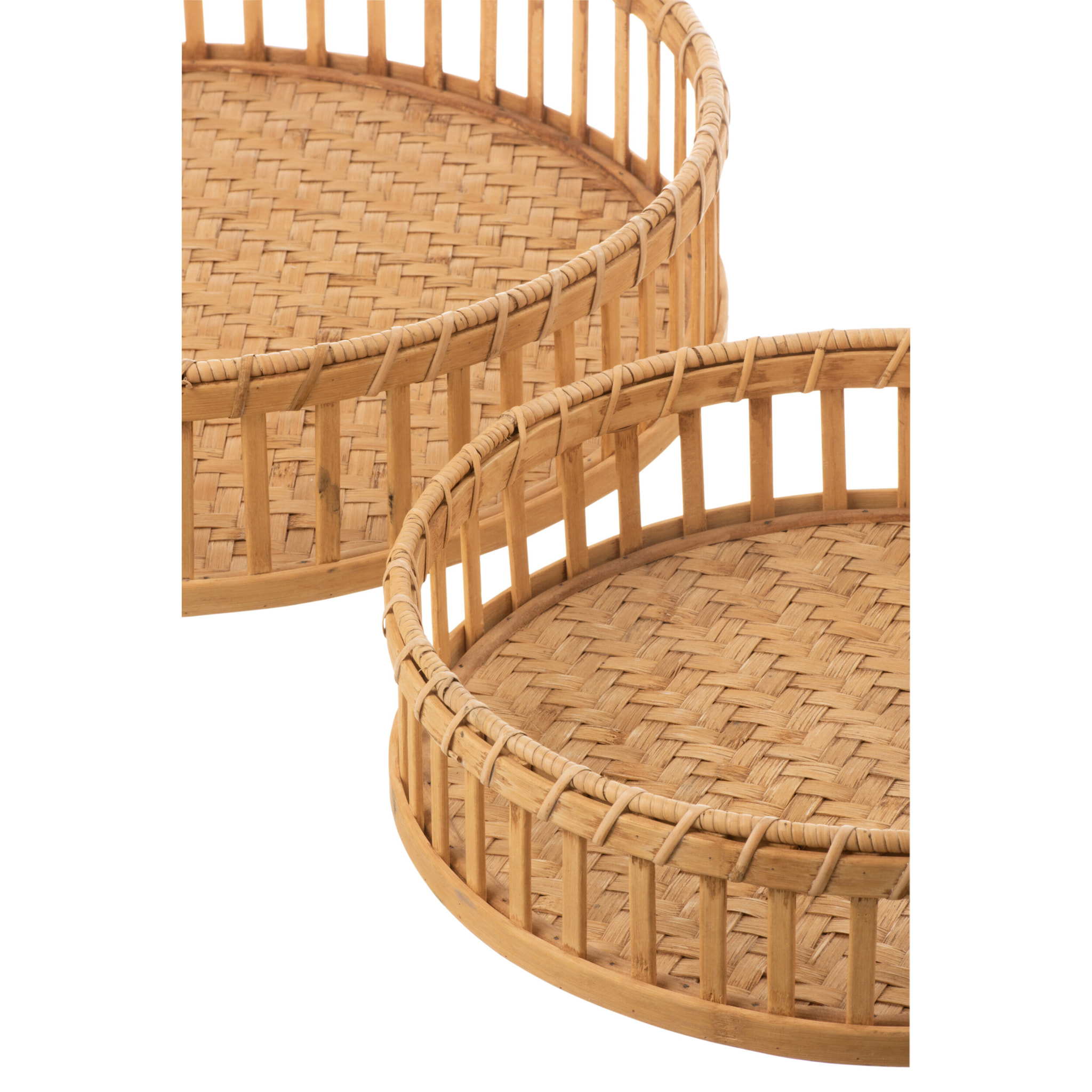 J-Line plateau Rond - bambou - naturel - set de 3