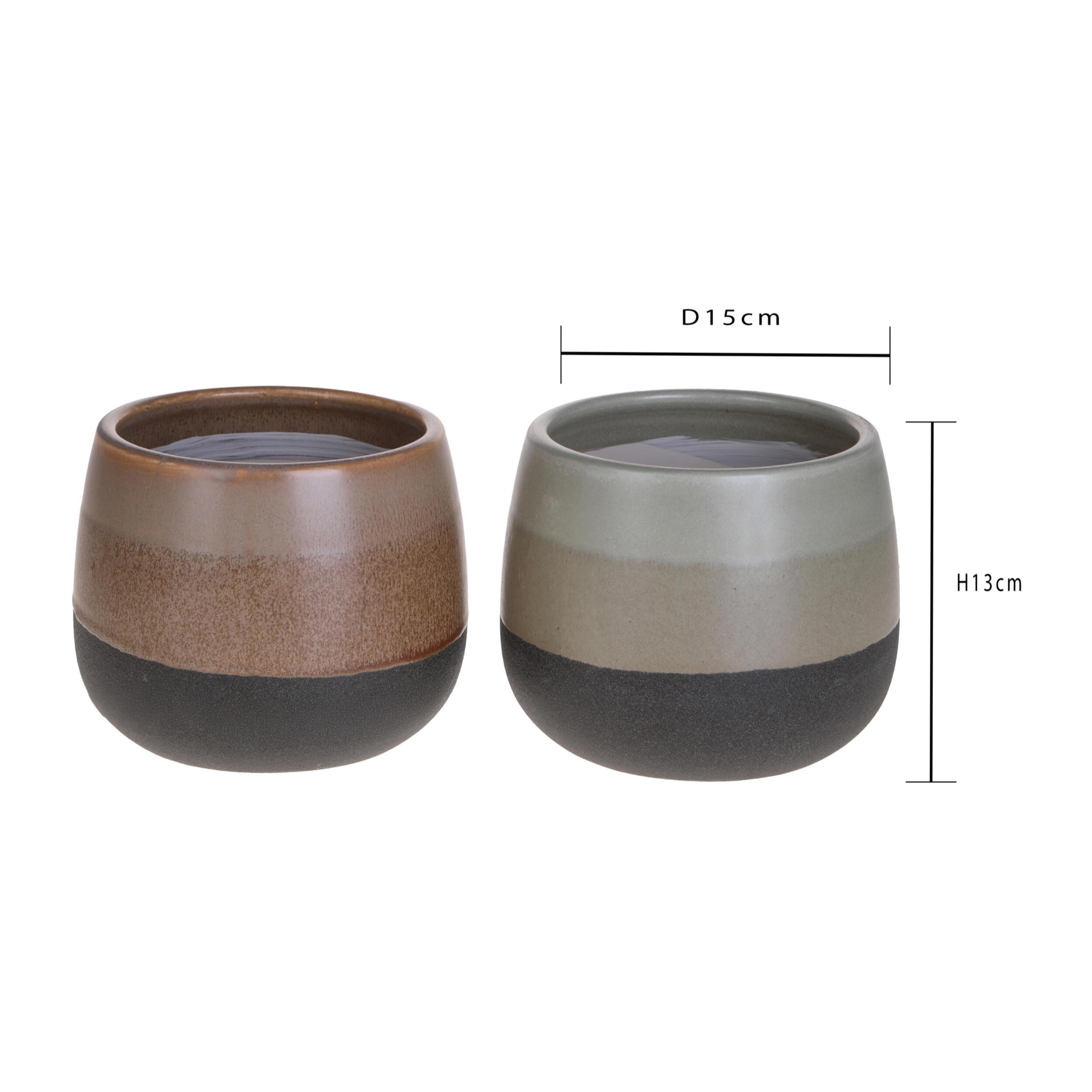 Set 2 cachepot - 15xH13x15cm - Pezzi 2 - Bianchi Dino SpA