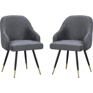 Lot de 2 chaises en tissu "Harmony" - 54 x 57 x 90 cm - Gris