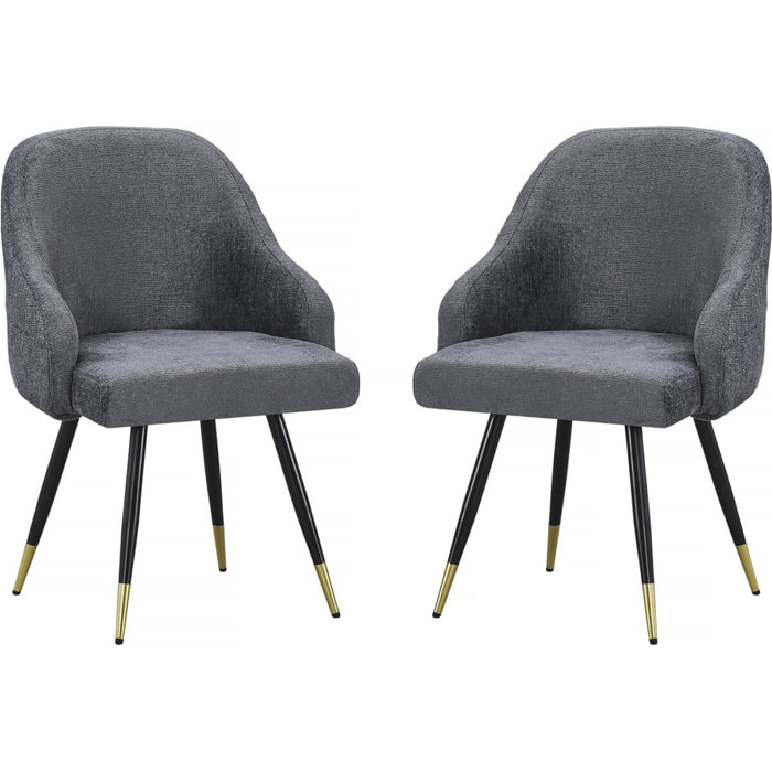 Lot de 2 chaises en tissu "Harmony" - 54 x 57 x 90 cm - Gris