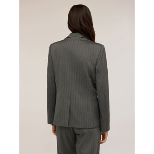 Motivi - Blazer gessata lurex con spilla a fiore - Grigio