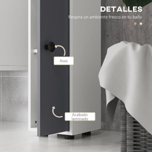 Columna de Baño Moderna Armario Alto de Baño con 1 Cajón 5 Estantes Ajustables y 2 Puertas Mueble de Baño Carga 30 kg 20x20x180 cm Gris