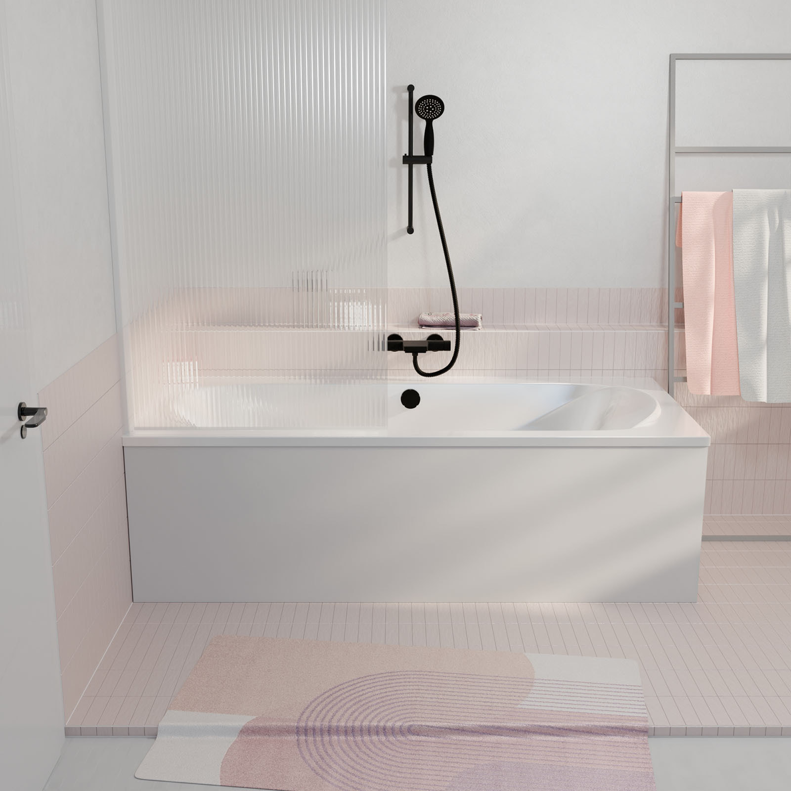 Baignoire rectangulaire duo 170x75x54cm avec dossiers intégrés - Acrylique et ABS blanc brillant
