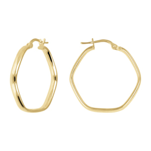 Orecchini a Cechio Esagonali in Argento 925 placcato Oro Giallo 18Kt Diametro 2.5cm