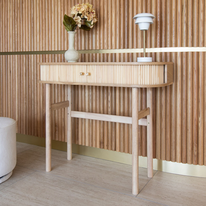 Console en bois clair avec portes coulissantes HECTOR