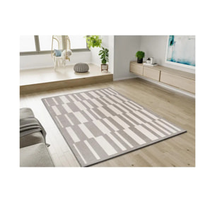 BARESA Alfombra geométrica con relieve de pelo corto gris, varias medidas disponibles.