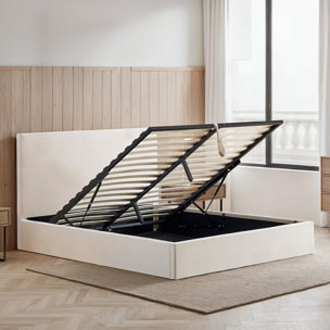 Lit Coffre en velours beige Nemesis