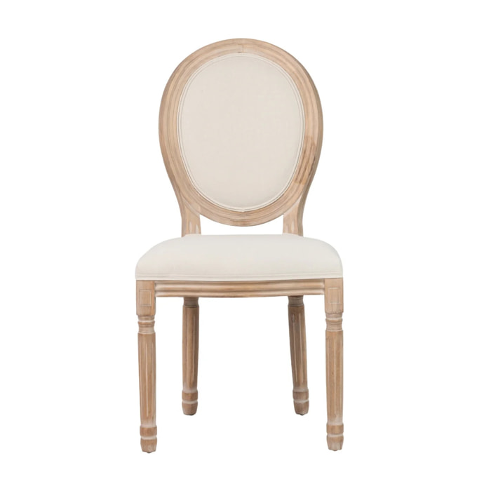 Silla Lino Beige Patas Roble 50x53x96 Cm