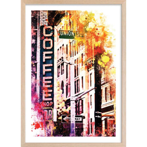 Affiche new york union square flash vision Affiche + cadre en bois - Chêne