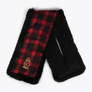Sciarpa reversibile tartan ed effetto pelliccia