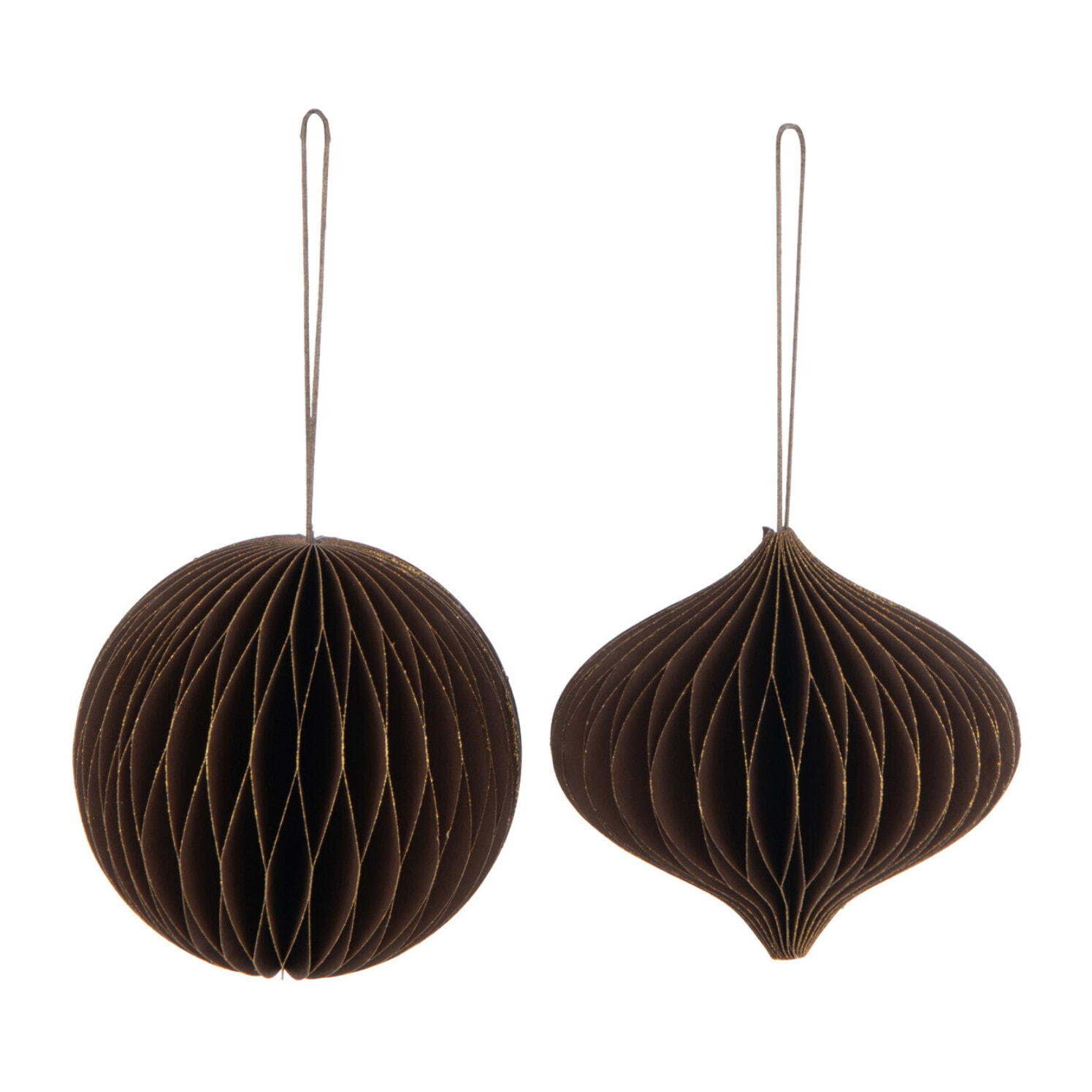 J-Line suspension Boule de Noël - papier - marron - small - 2 pcs