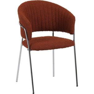 Lot de 2 chaises en tissu bouclé, piètement chromé - ISYA