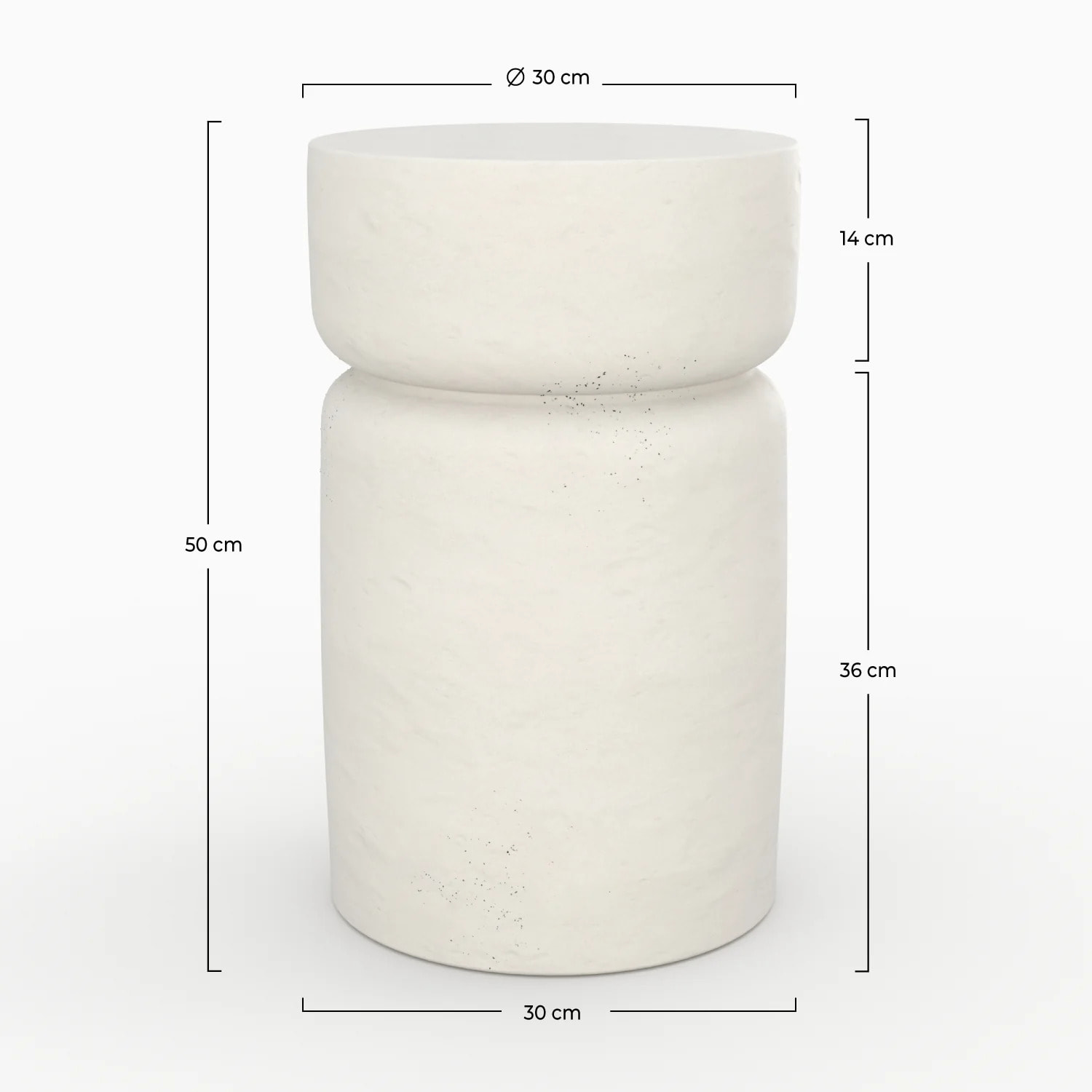 Table d'appoint ronde en béton blanc D30 cm - Tahiti
