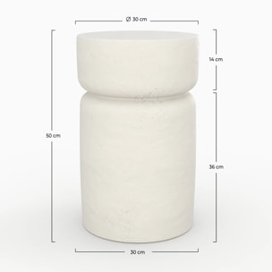 Table d'appoint ronde en béton blanc D30 cm - Tahiti
