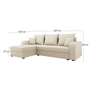 Harvey - Canapé d'angle réversible 4 places convertible avec coffre en tissu - Gris foncé