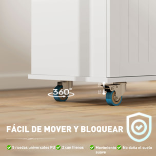 Isla de Cocina con Ruedas Carro de Cocina con Toma de Corriente USB Tablero Plegable 2 Cajones 2 Puertas Estante Ajustable Especiero y Toallero 119,5x74x94,5 cm Blanco