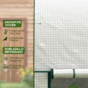 Invernadero Pequeño Invernadero de Exterior con Doble Puerta con Cremallera y Cubierta de PE Invernadero para Cultivar Plantas Flores 200x100x178 cm Blanco