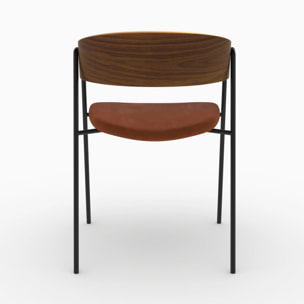 Lot de 2 chaises en velours terracotta et bois de noyer - Esmée