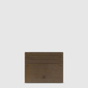 Piquadro Portacarte di credito sottile in pelle, schermato con protezione RFID