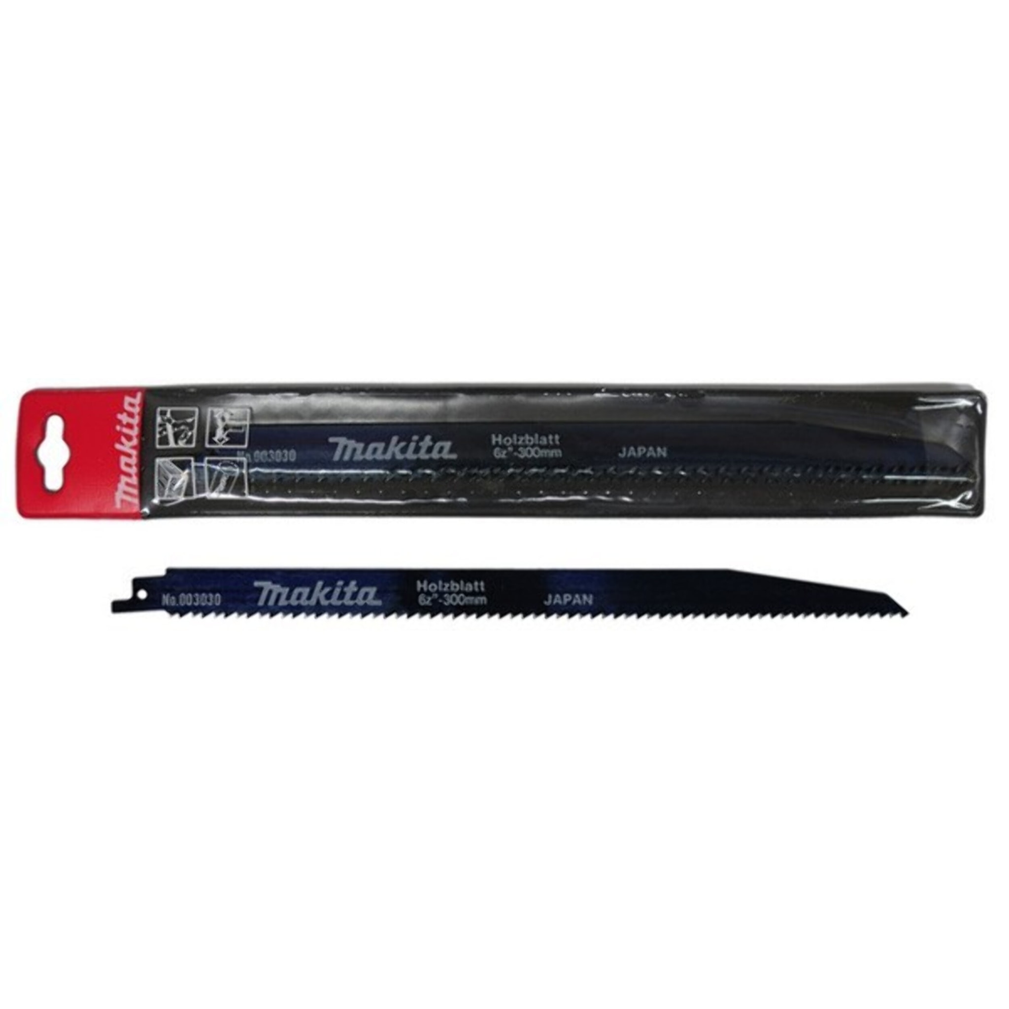 Hojas de sierra de sable MAKITA HSS - materiales duros - longitud útil 143 mm - 18 dientes por pulgada - tarjeta de 5 piezas - 792147-1