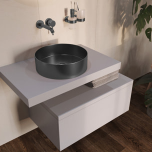 Vasque à poser 38 x 38 x 11 cm Aurum gun métal noir brossé en acier inoxydable avec bonde sans trop-plein (SATAUR3838BGM)