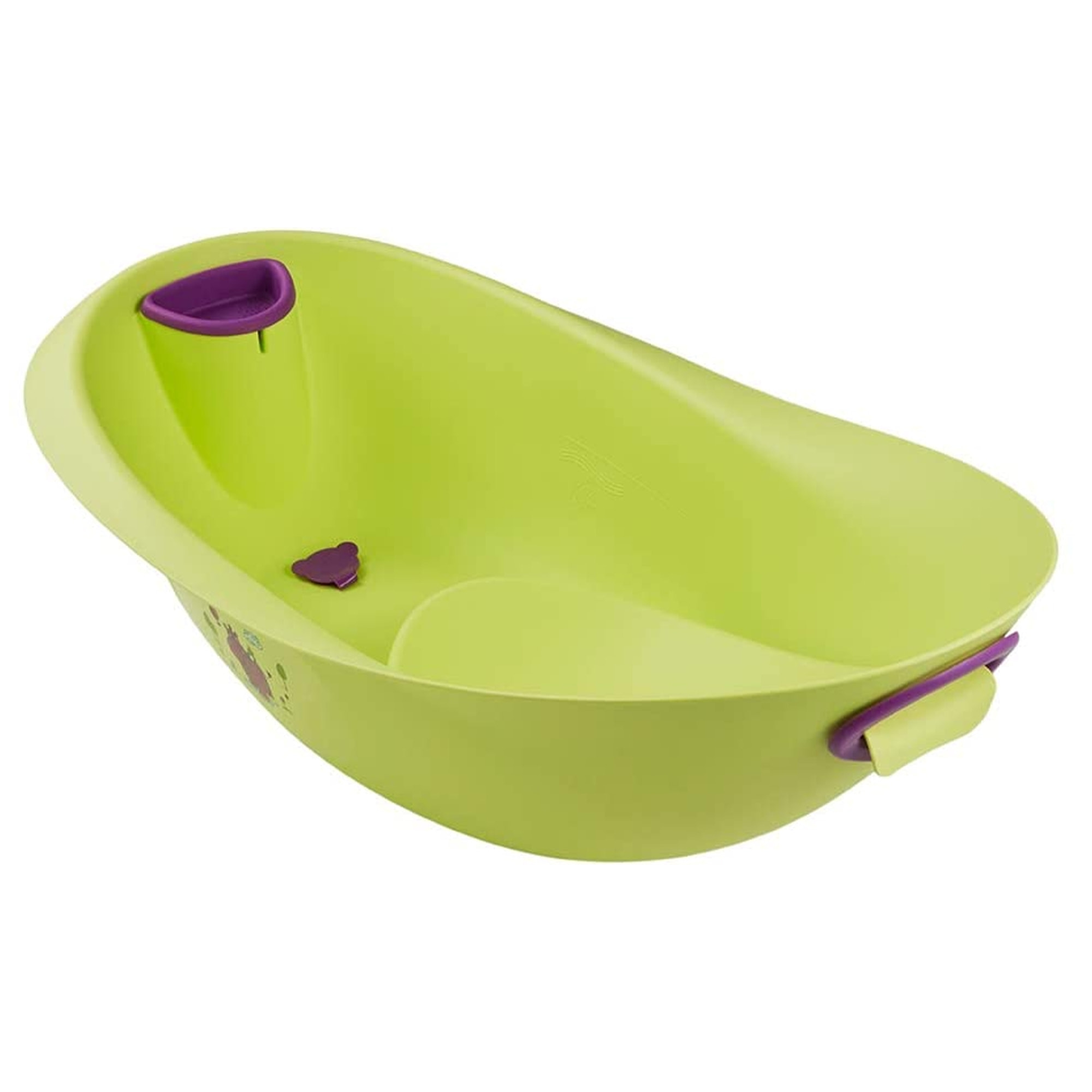 Bañera ergonómica con asas suaves hipp, tapón y asiento anatómico, de 0 a 6 meses, natalia, verde