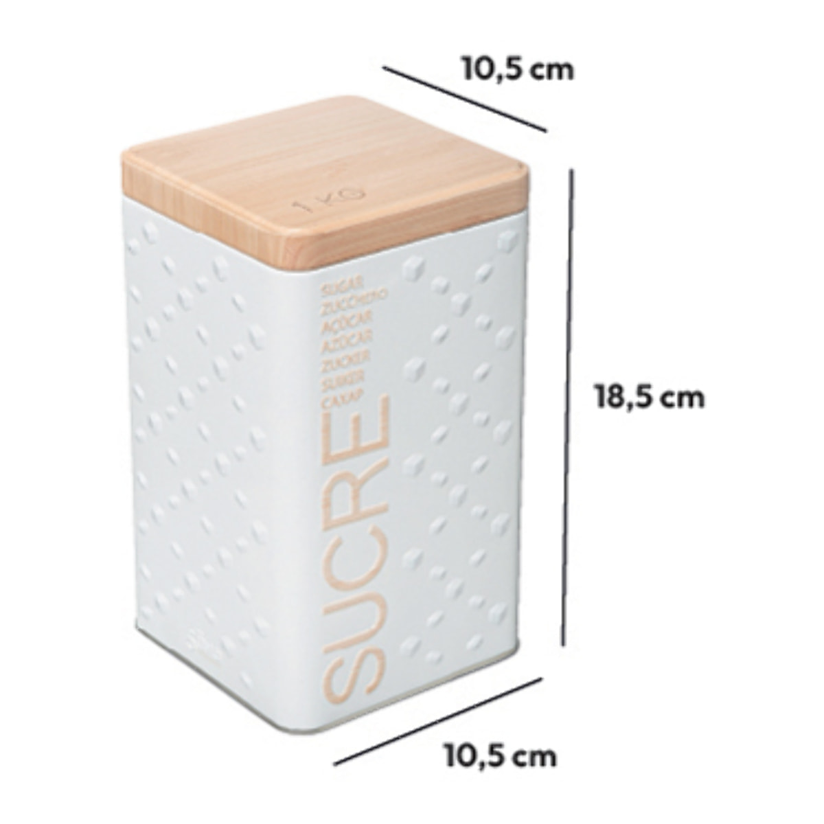 Boîte à sucre poudre métal Blanc Scandi Nature