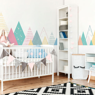 Stickers muraux enfants - Décoration chambre bébé - Autocollant Sticker mural géant enfant montagnes scandinaves LUKA