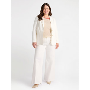 Fiorella Rubino - Blazer con due bottoni gioiello - Bianco