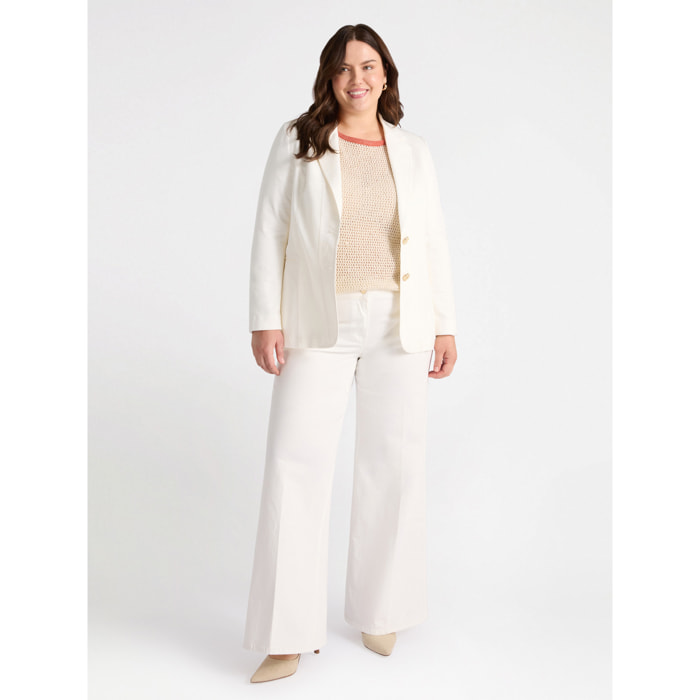 Fiorella Rubino - Blazer con due bottoni gioiello - Bianco
