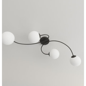 Lampada a sospensione Vibra in acciaio nero e vetro