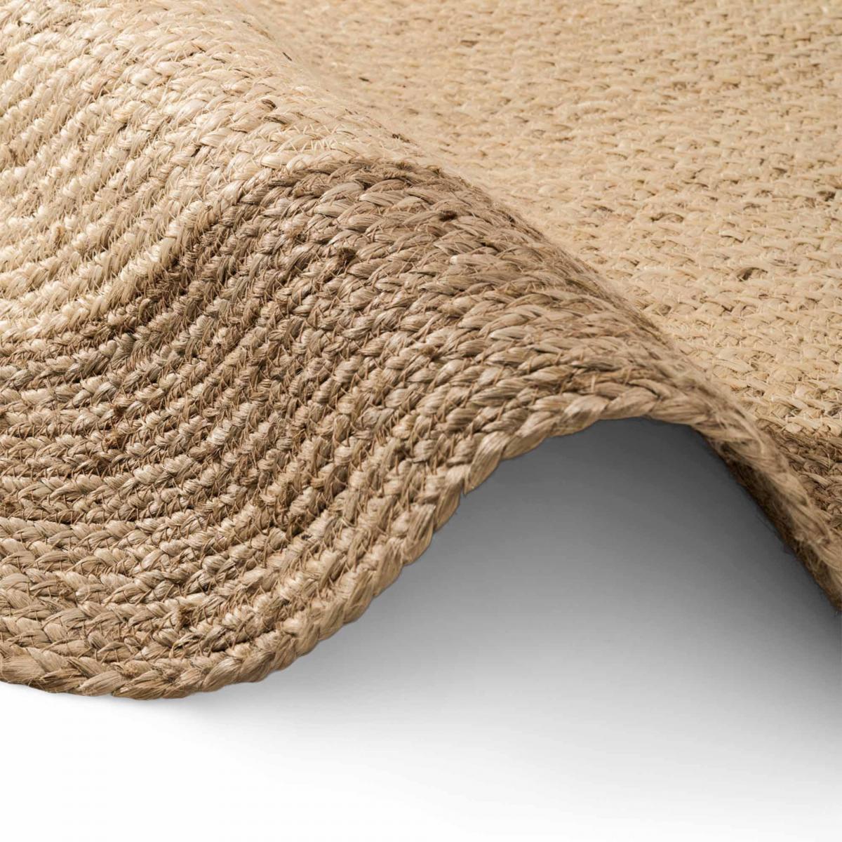 Tapis rond, motif simple authentique, voxa, jute tissé à la main