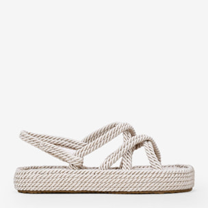 Sandalias con plataforma beige de cuerda