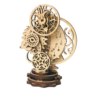 Maqueta de Madera 3D, con movimiento mecánico diseño de Reloj Mecánico Punk. 40 piezas.