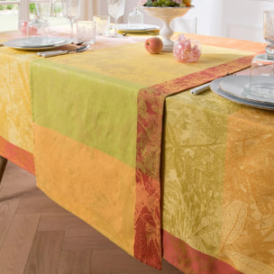 Chemin de table pur coton motif jacquard multicolore Mille esprit jardin chatoyant