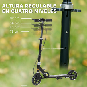 Patinete Plegable para Niños de 3-8 Años, Patinete Infantil de 2 Ruedas con LED Luces, Manillar de 4 Altura Ajustable, Freno Posterior y de Mano, Negro