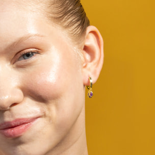 Pendientes de Circonita Amatista acabados en oro amarillo de 18k