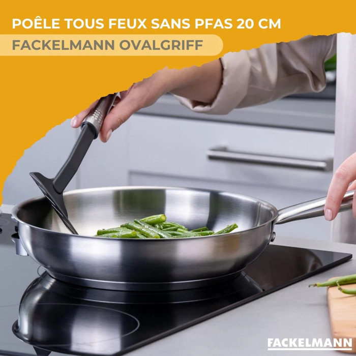 Poêle 20 cm en inox 18/8 Fackelmann Ovalgriff