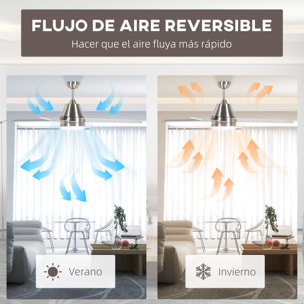 Ventilador de Techo con Luz 46W Ø129 cm Motor DC Ventilador de Techo Silencioso con 4 Aspas Reversibles Mando a Distancia 6 Velocidades y Temporizador para Dormitorio Salón