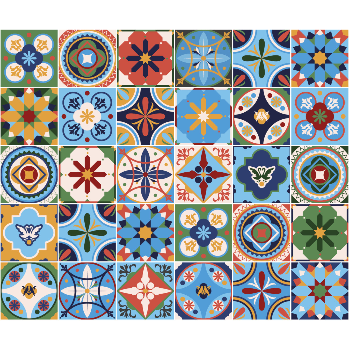 Stickers muraux - Sticker Mural Carrelage adhésif Cuisine Salle de Bain - 30 STICKERS CARRELAGES AZULEJOS TIZIANA